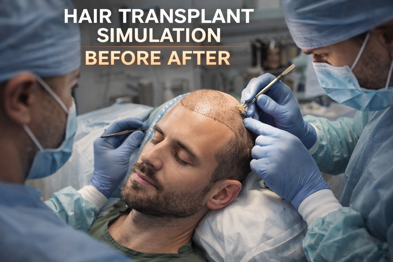 Hair transplant simulation before after