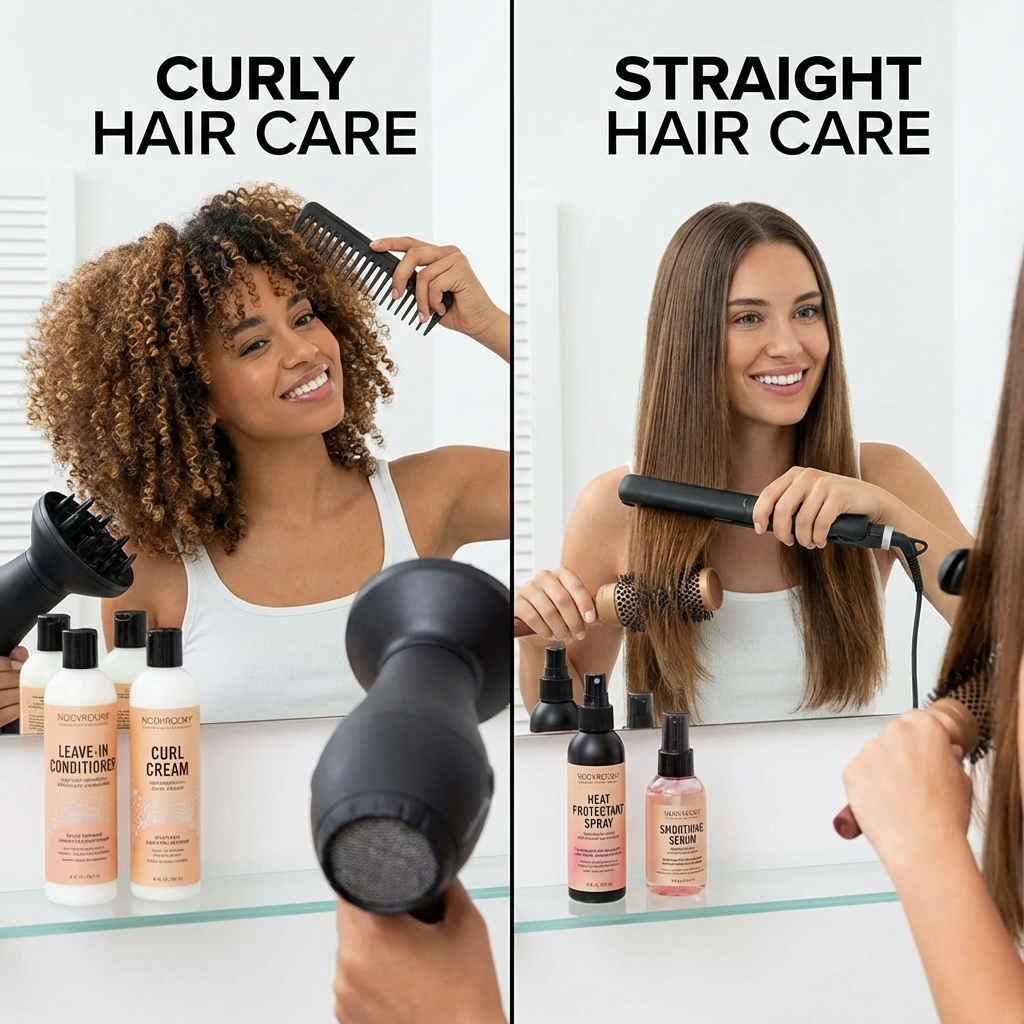 Differences Between Curly and Straight Hair Care