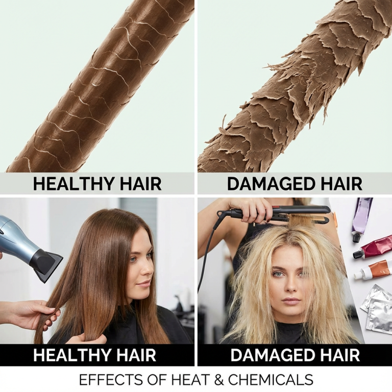 Effects of Heat and Hair Dyes on Hair